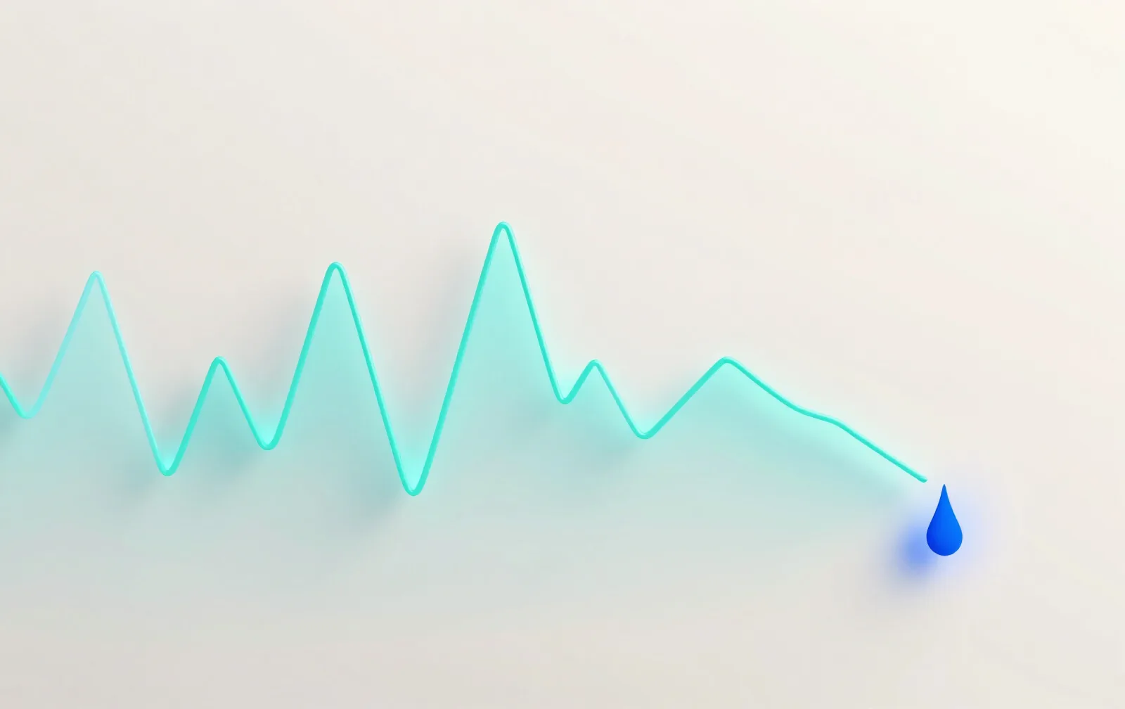 A glass panel with a line chart and one marked drop, continuous price history